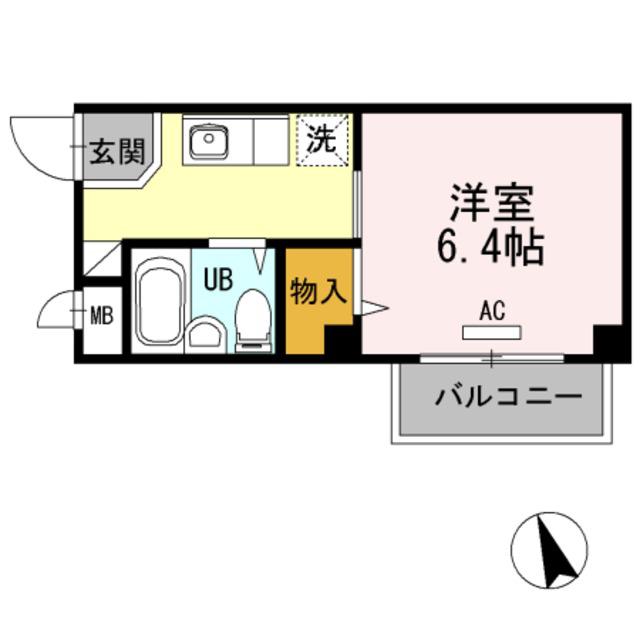 ビュー北花田(1K/2階)の間取り写真