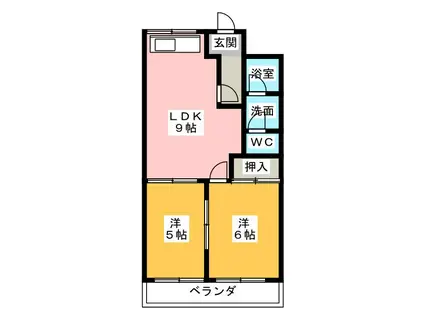 ヤマダハイツ(2DK/1階)の間取り写真