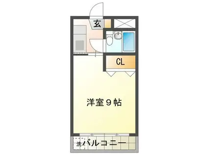 カーサドゥーズ(1K/2階)の間取り写真