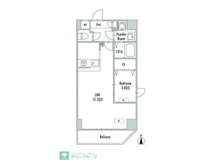 アルファコート谷在家(1LDK/6階)の間取り写真