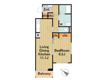 エクセル Ⅱ(1LDK/2階)の間取り写真