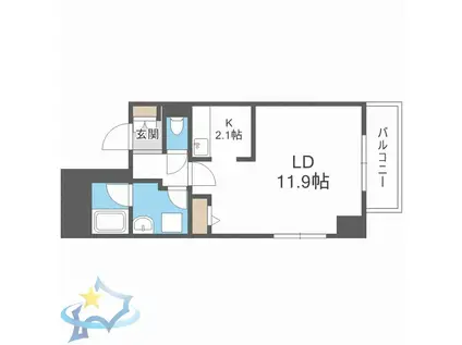 中鉱ビル(1K/5階)の間取り写真