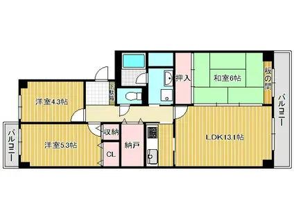 グランドメゾン守山2号棟(3LDK/14階)の間取り写真