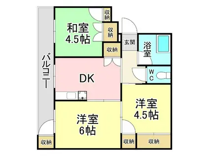 葛原東ハイツ(3DK/3階)の間取り写真