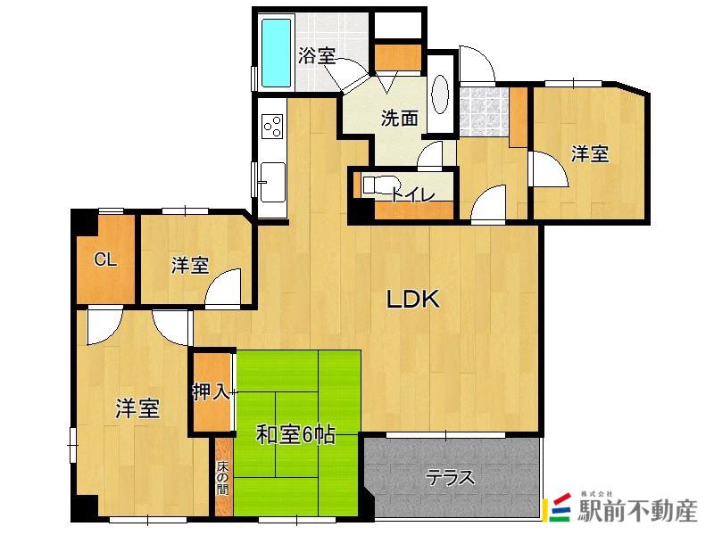 エイトバレー浄水(4LDK/3階)の間取り写真