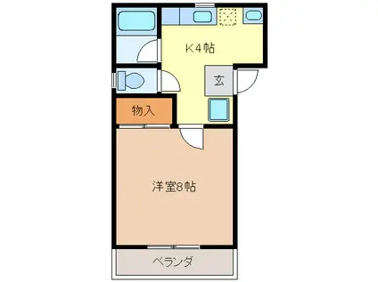 コーポ花の木(1K/2階)の間取り写真