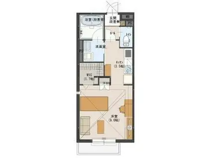 フィカーサイシイII(ワンルーム/2階)の間取り写真