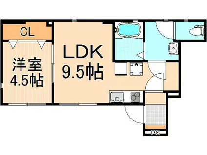 フロール大谷田(1LDK/1階)の間取り写真