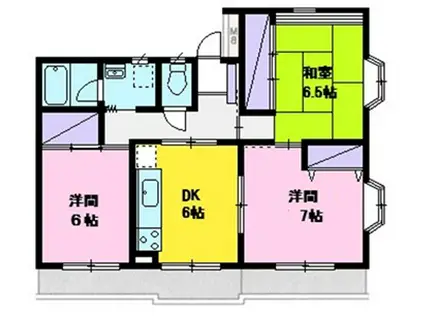 フラワーマンション(3DK/1階)の間取り写真