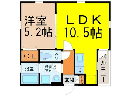 LUCE(1LDK/3階)の間取り写真