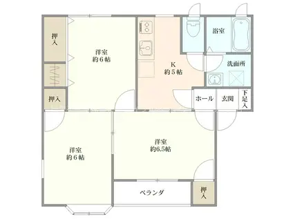 グランK(3K/2階)の間取り写真