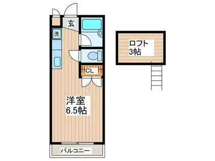 ノースファーム2(ワンルーム/2階)の間取り写真