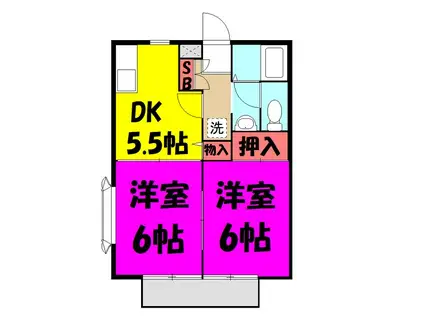 サンヴェール2(2DK/2階)の間取り写真