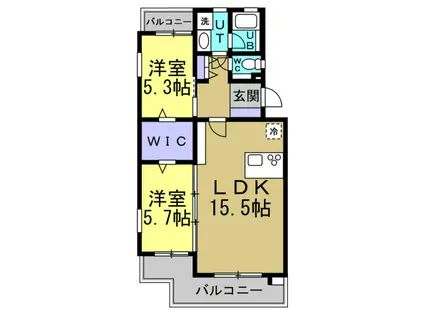 ハイツアボカド(2LDK/1階)の間取り写真