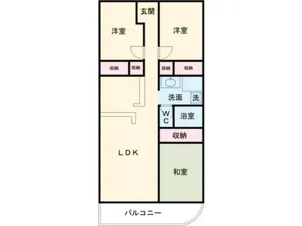 ことでん花園グランドマンション(3LDK/3階)の間取り写真