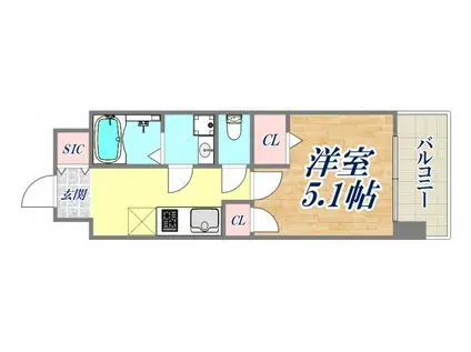 デコール神戸1(1K/2階)の間取り写真