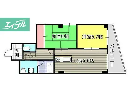 上杉第7ビル西古松(2LDK/3階)の間取り写真