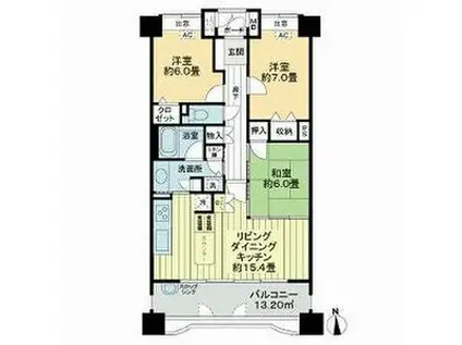 サンパーク名駅スクエア(3LDK/2階)の間取り写真