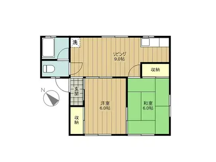 マロンハイツA(2LDK/1階)の間取り写真