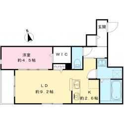 オリビア苦楽園(1LDK/2階)の間取り写真