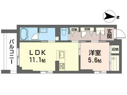 クオリスタ元町(1LDK/2階)の間取り写真