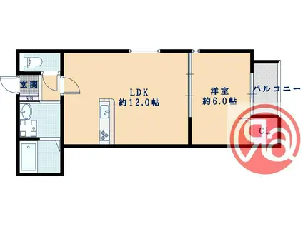 ハウスモメゾン大浜 B(1LDK/2階)の間取り写真