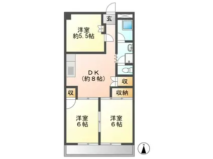 大忠ビル(3DK/6階)の間取り写真