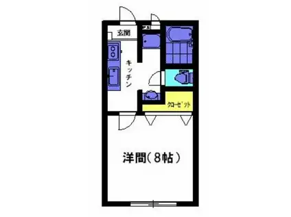 ヴァンコリーヌ新町(1K/1階)の間取り写真