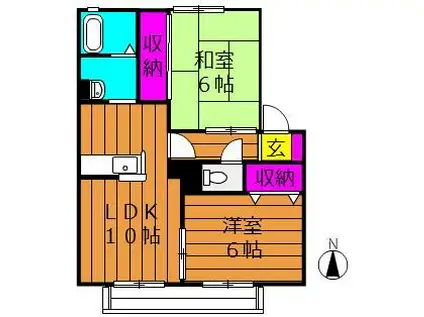 ビアン連島E棟(2LDK/2階)の間取り写真