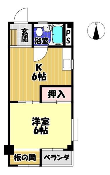 ニューハイツ松川(1DK/1階)の間取り写真