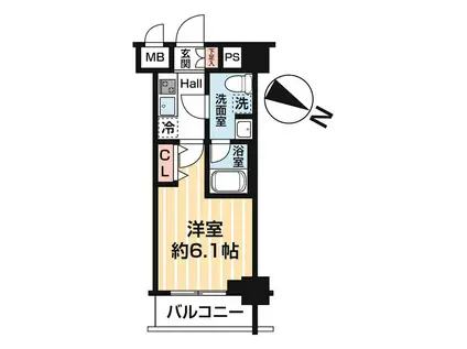 MAXIV BANDOBASHI TWIN イースト(1K/5階)の間取り写真
