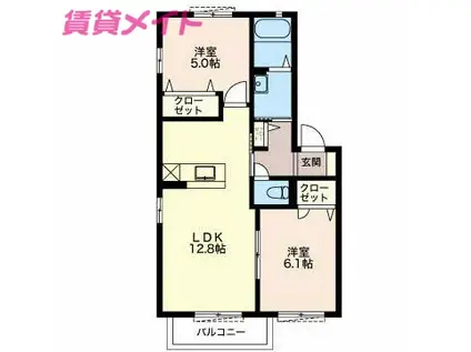 ルミエール葵A(2LDK/2階)の間取り写真