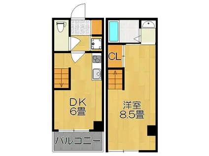 YS FLATU西陣(1DK/6階)の間取り写真