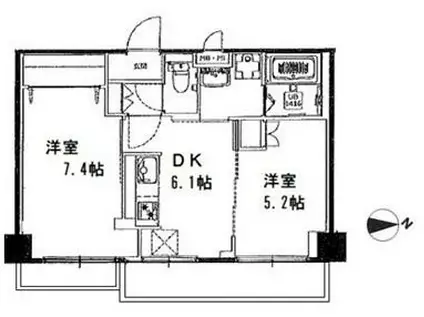 山手杉並ビル(2DK/10階)の間取り写真