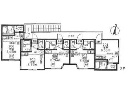 HU横浜鶴見(ワンルーム/2階)の間取り写真