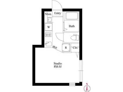 N ティーグル荏原中延(ワンルーム/1階)の間取り写真