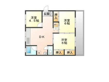 二川マンション大惣(3DK/4階)の間取り写真