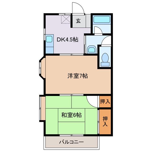 メゾンクリーン(2DK/2階)の間取り写真
