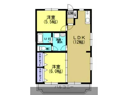 第2中山ハイツ(2LDK/3階)の間取り写真