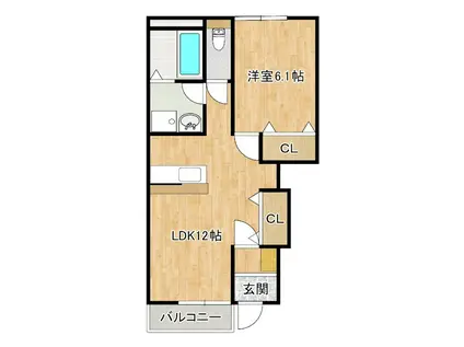 アプリーレ(1LDK/1階)の間取り写真