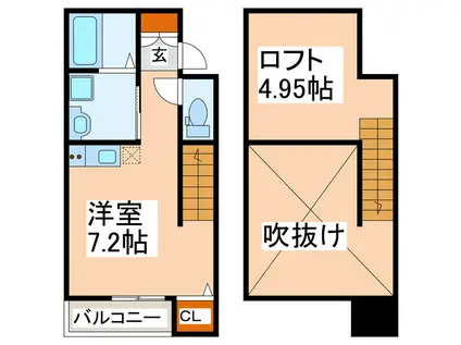 クレスト水前寺(ワンルーム/2階)の間取り写真