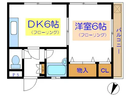 コム・エイト(1DK/3階)の間取り写真