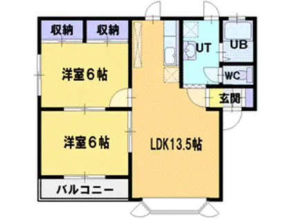 ハイツ新栄台弐番館(2LDK/1階)の間取り写真