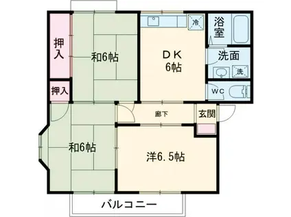 クローバーハウス(3DK/2階)の間取り写真