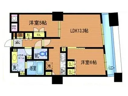 ザ・パークハウス 新宿タワー60(2LDK/19階)の間取り写真