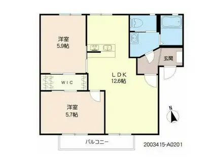 シンセリティ(2LDK/2階)の間取り写真