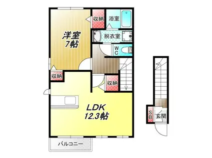 ヴェルデ ブリッサI(1LDK/2階)の間取り写真