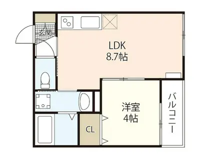 アーデル牛田新町A棟(1LDK/1階)の間取り写真