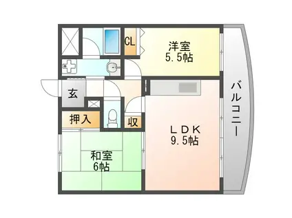 ローズコート(2LDK/1階)の間取り写真