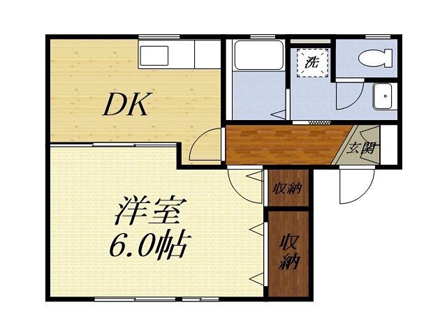ライラックB(1DK/1階)の間取り写真